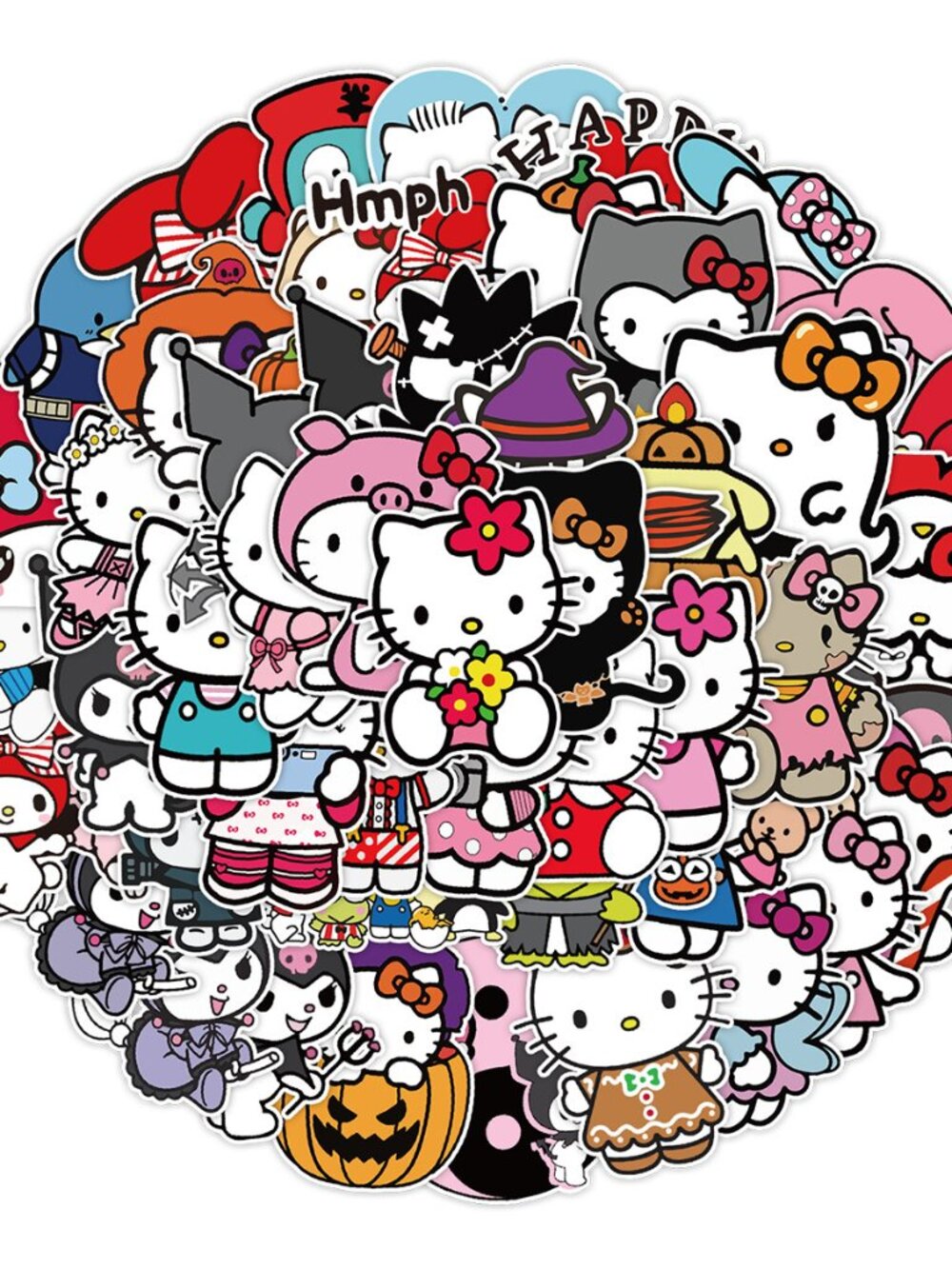50PCS Cute Cartoon Hello Kitty Stickers – Waterproof Vinyl Sticker Pack